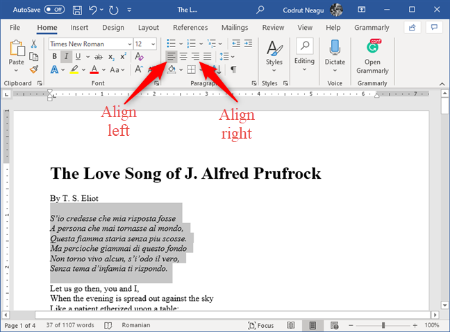 center on a page in word 2011 for mac